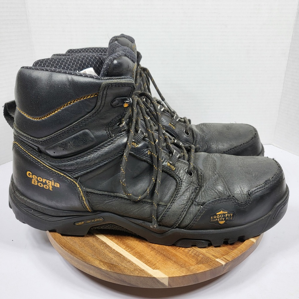 Georgia Boot Work‎ Boot Mens 14 Black Good GB00130 Ergo-Fit Safety Toe Leather
